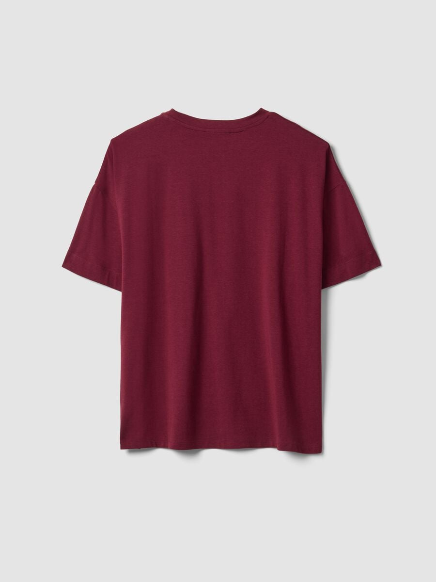 T-shirt girocollo rossa in misto cotone e modal elasticizzato regular fit_1