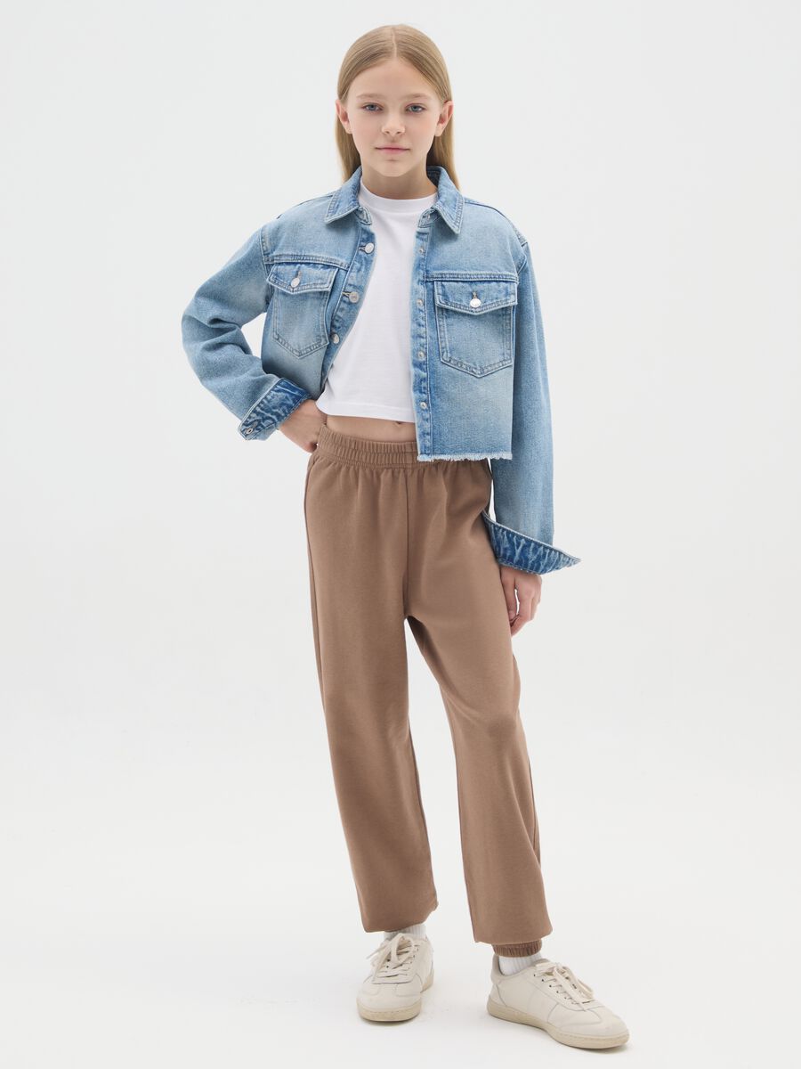 Pantaloni jogger marroni in cotone_0