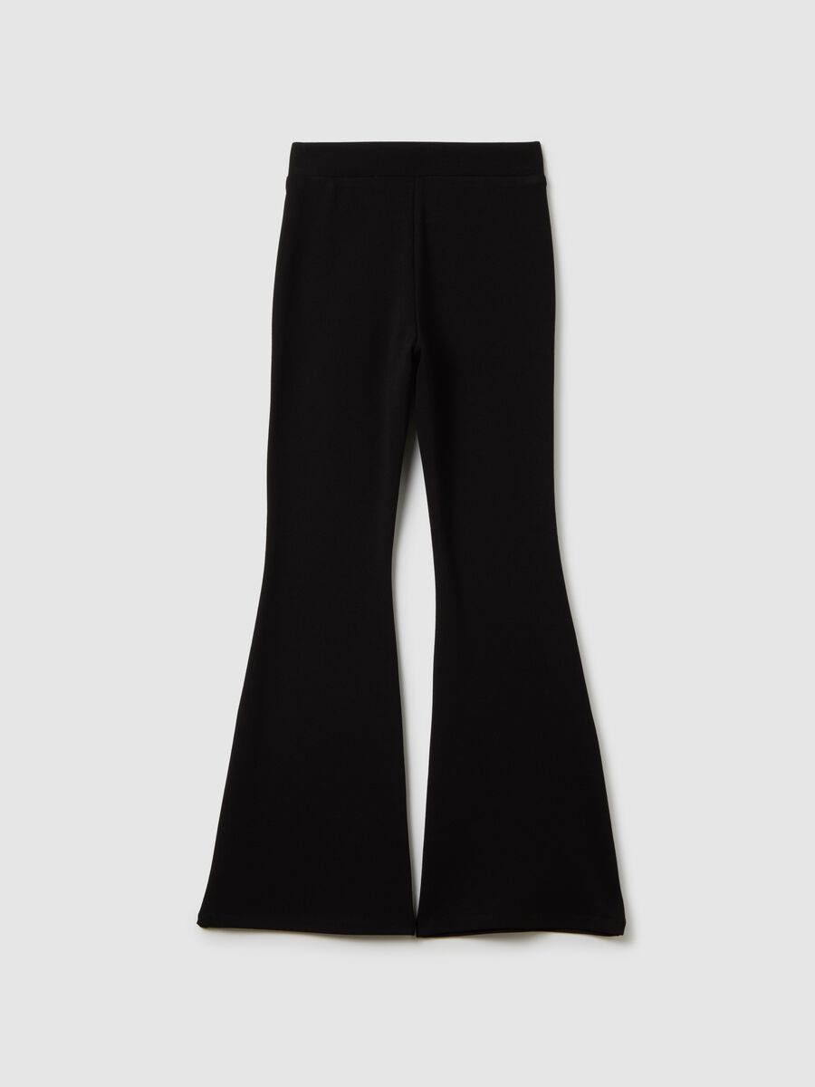 Girls' Black Mix Flare Fit Trousers_4