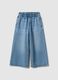 Girls' wide-leg blue pure cotton jeans_0