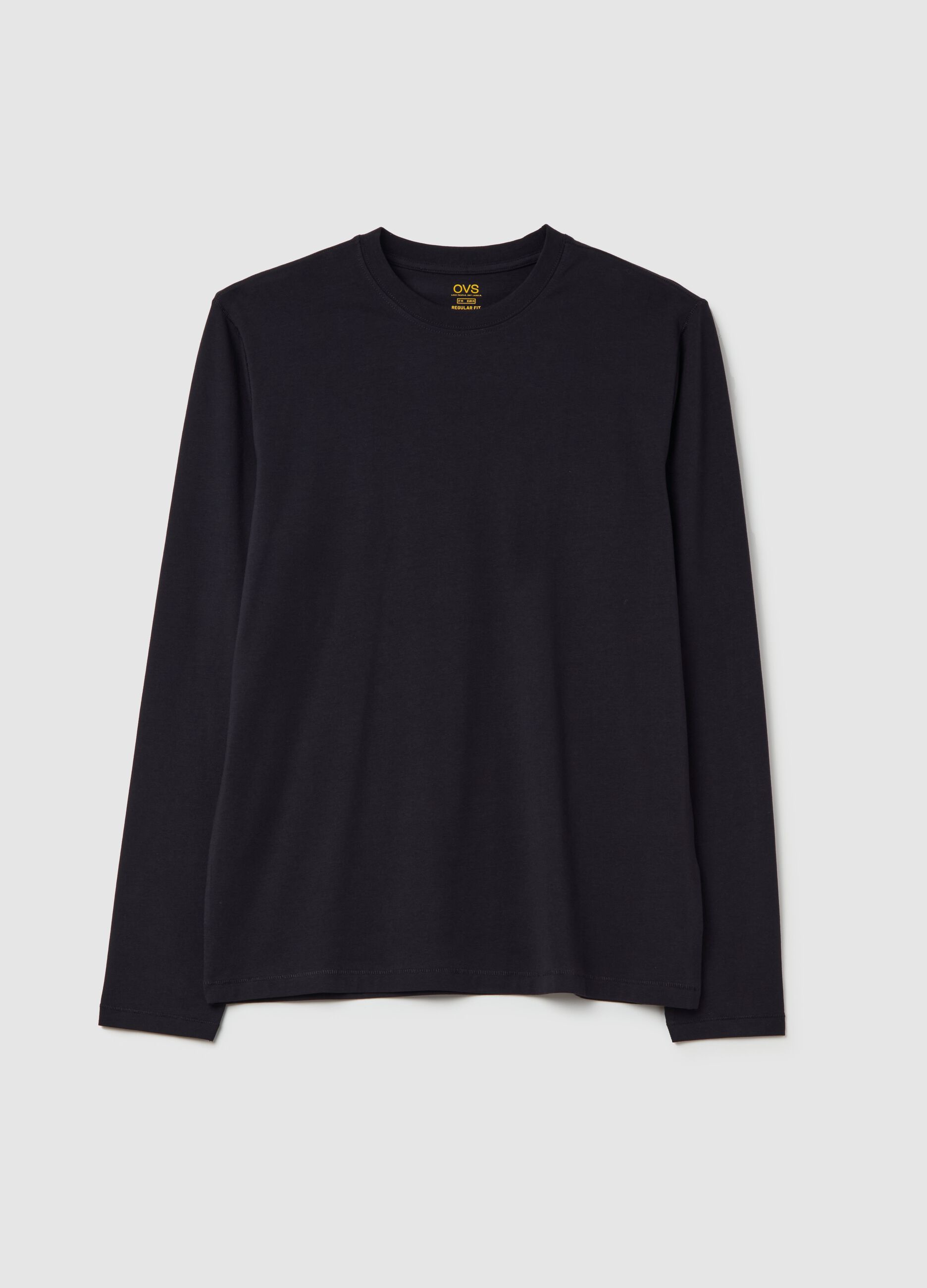 T-shirt a maniche lunghe in cotone stretch