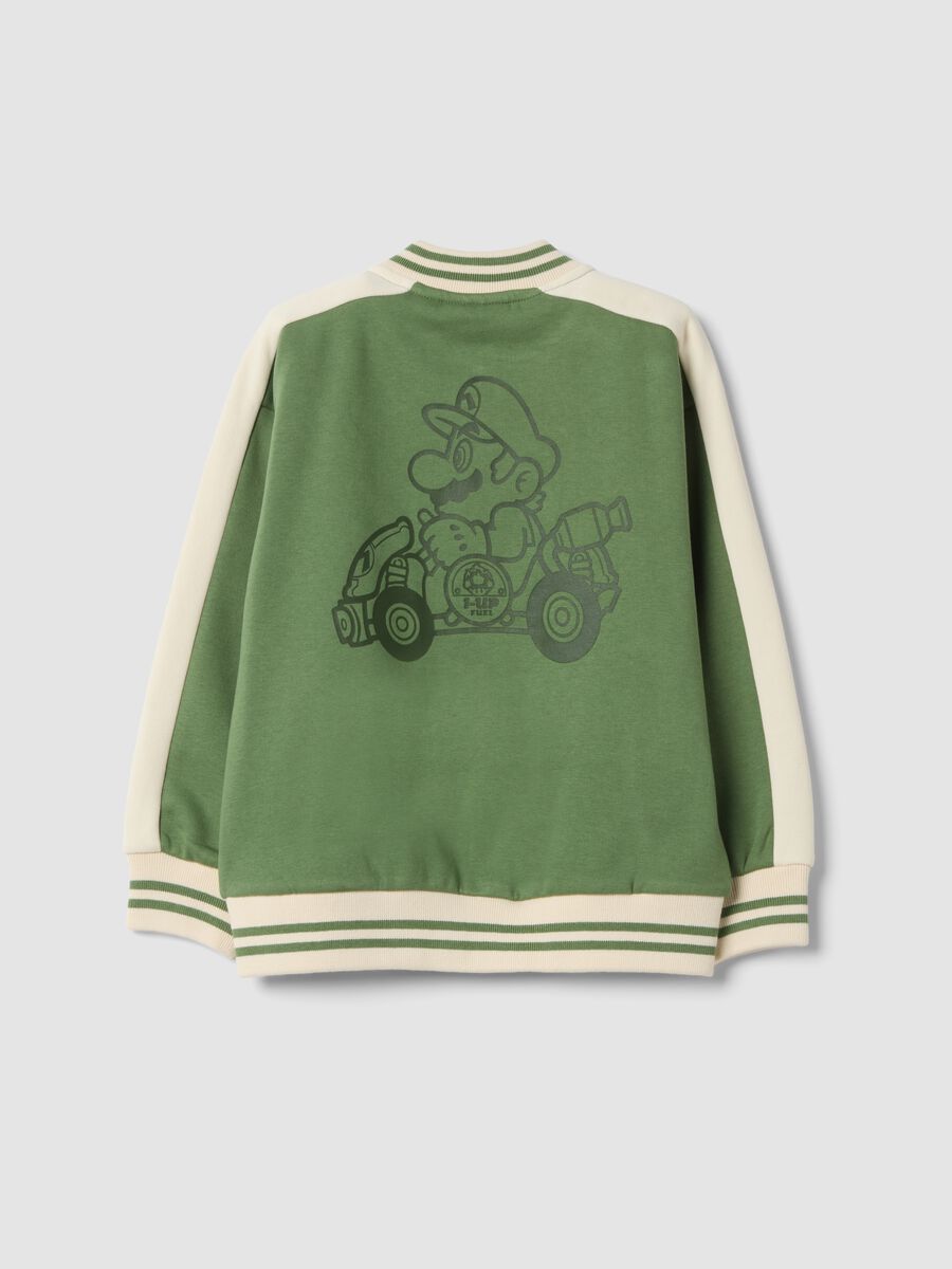 Felpa over fit verde in misto cotone con stampa Mario Kart_1