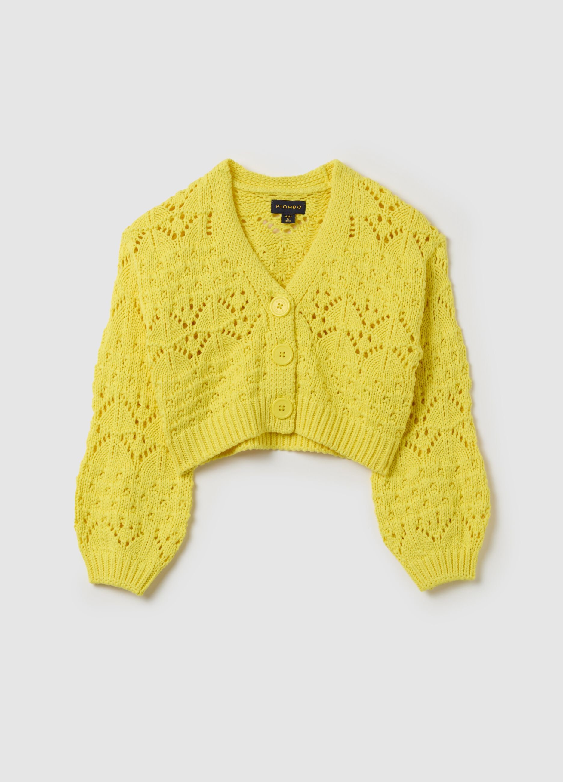 Cardigan with V neck and openwork design