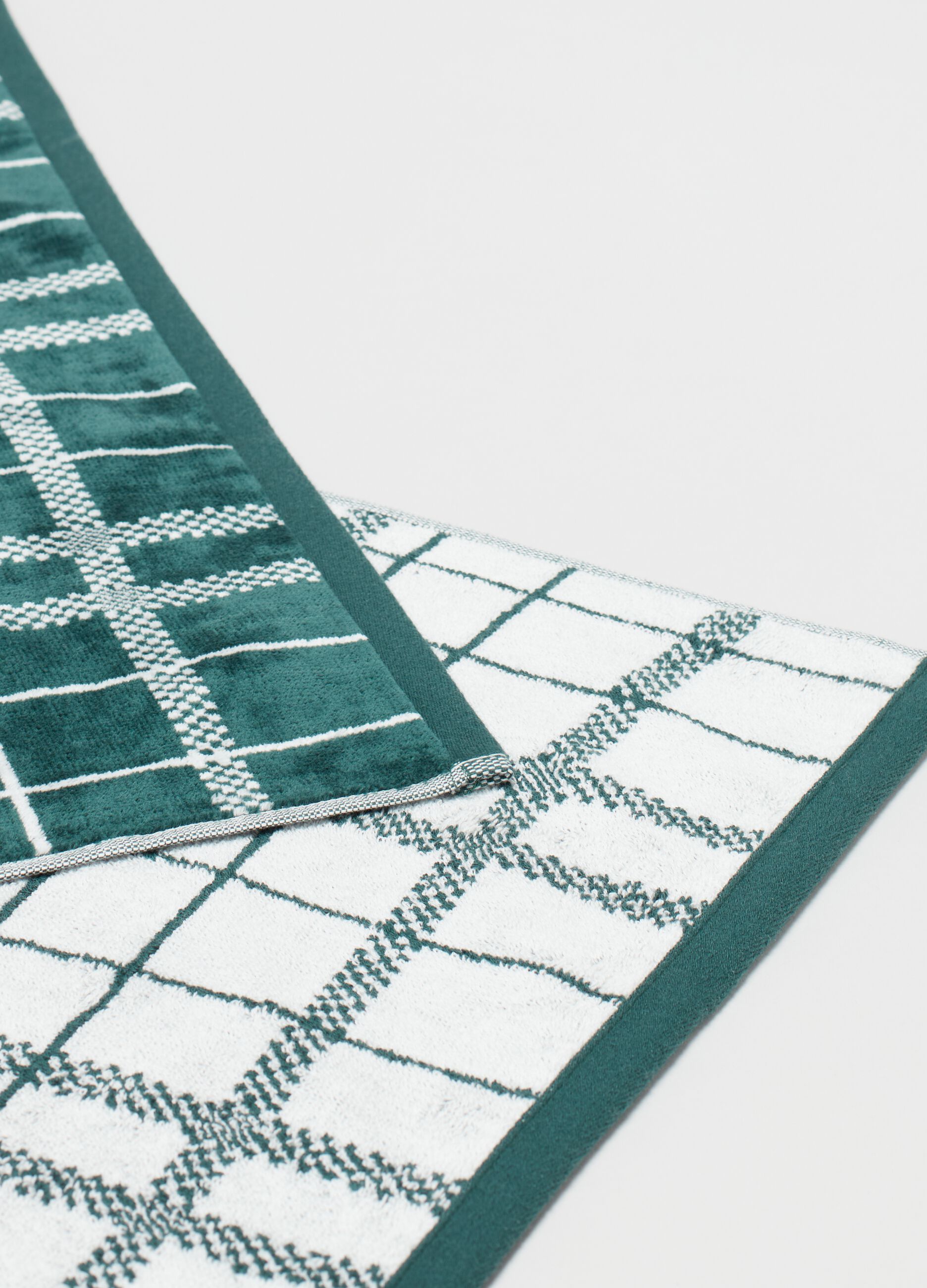 Telo doccia 70x140 squares verde scuro velour_2