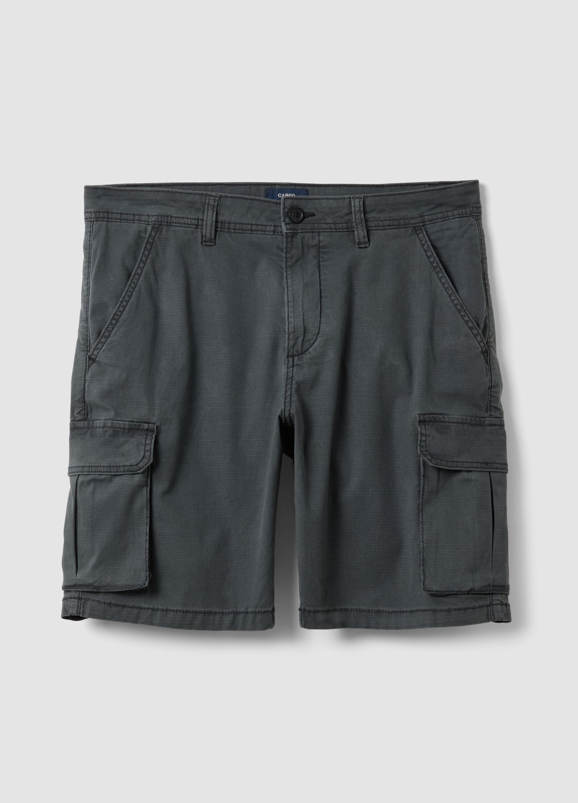 Grey stretch cotton cargo shorts