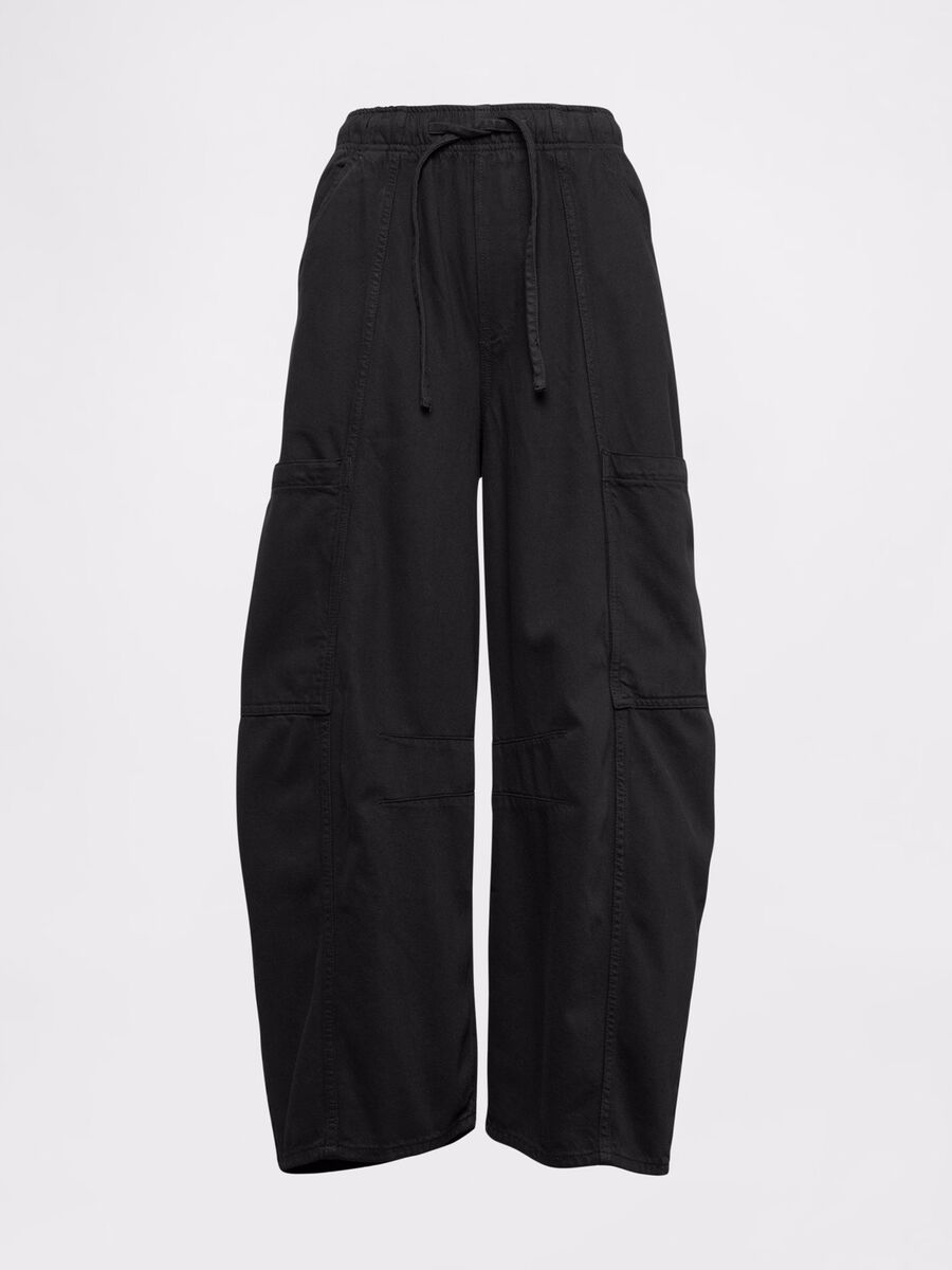 Pantaloni cargo neri in cotone e Lyocell_5