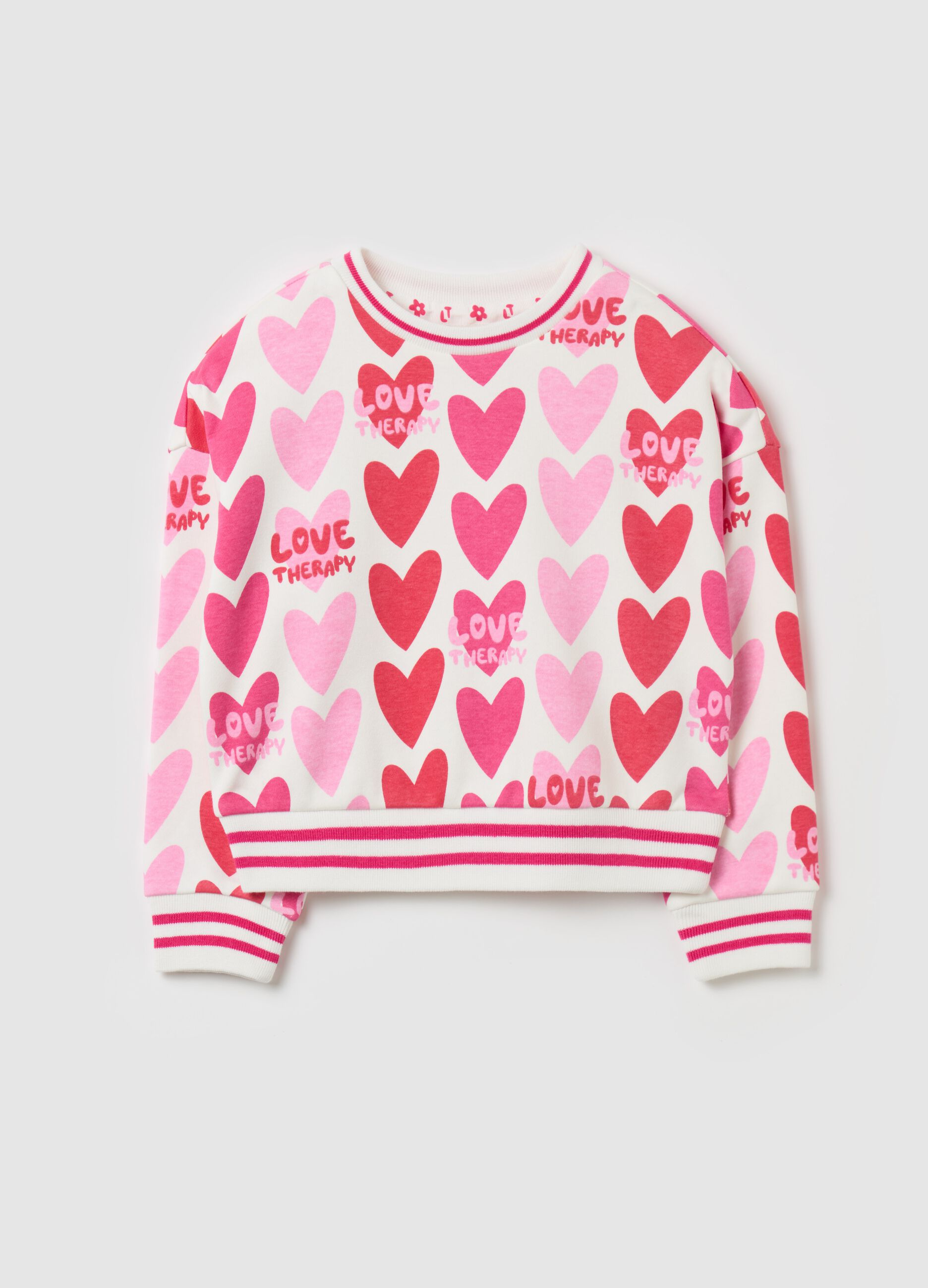 Sweatshirt with hearts and logo print