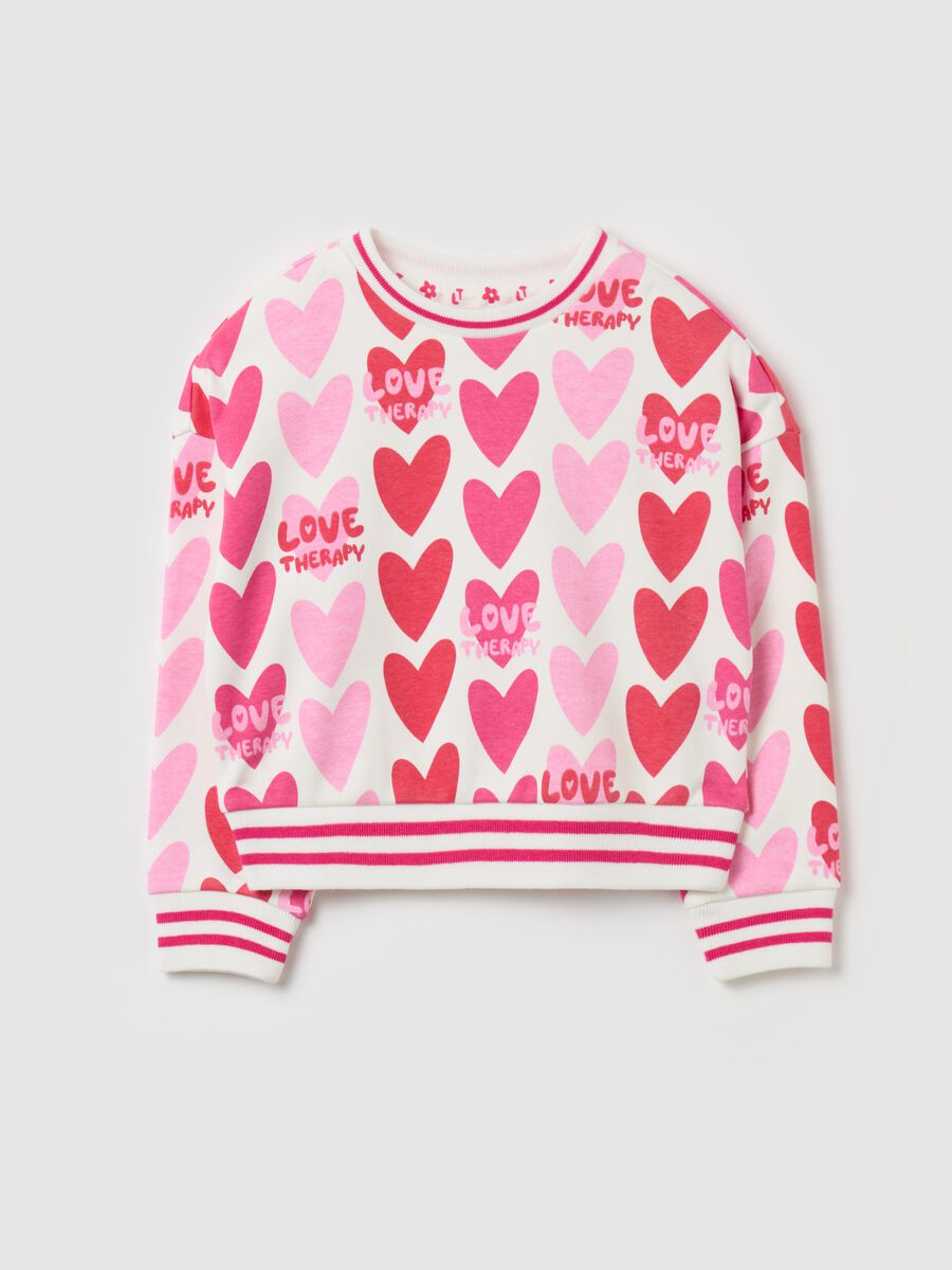 Sweatshirt with hearts and logo print_0