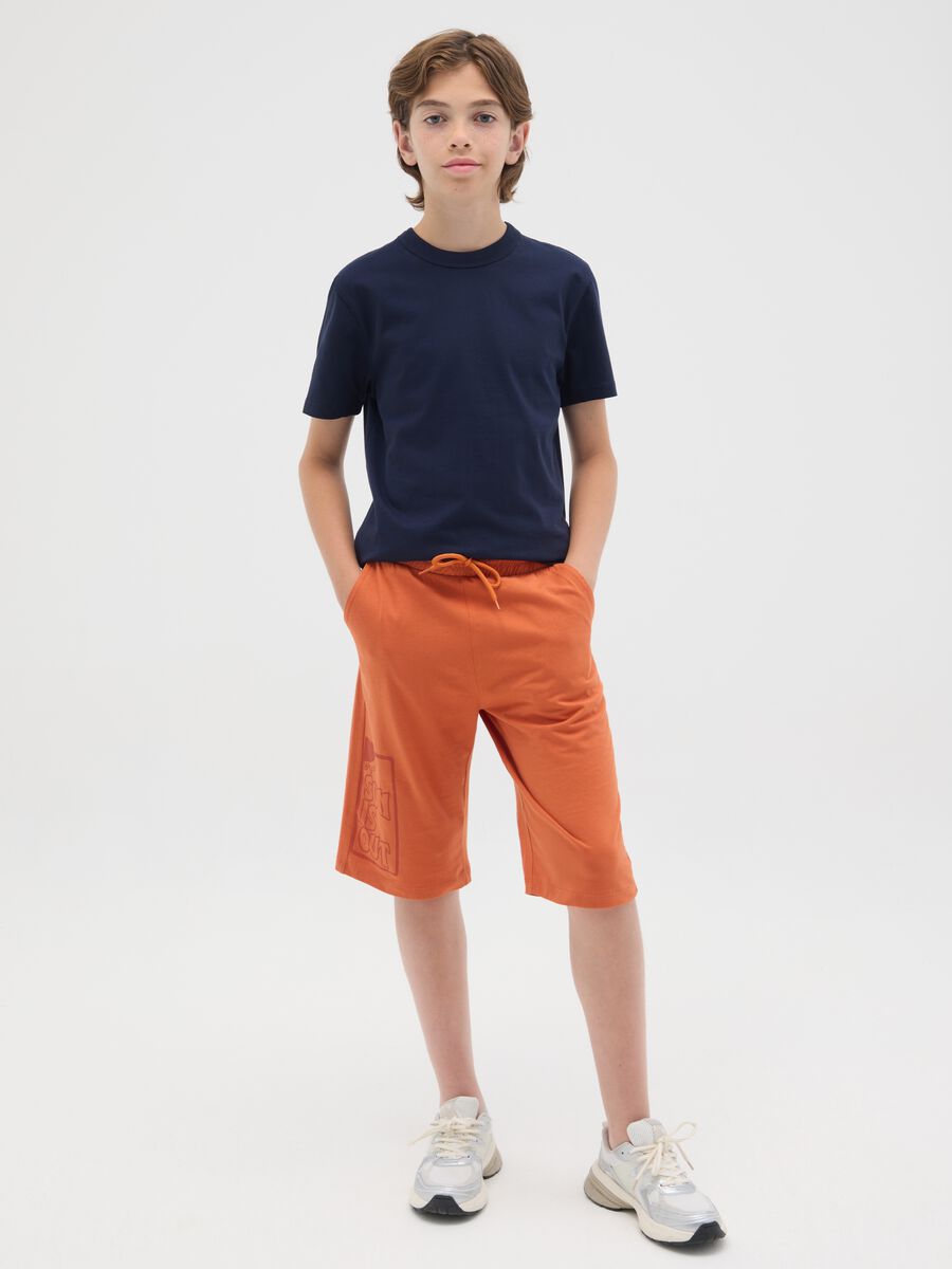 Boys' orange cotton bermuda shorts regular fit_2