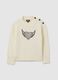 White sweater for girl with embroidered heart_0