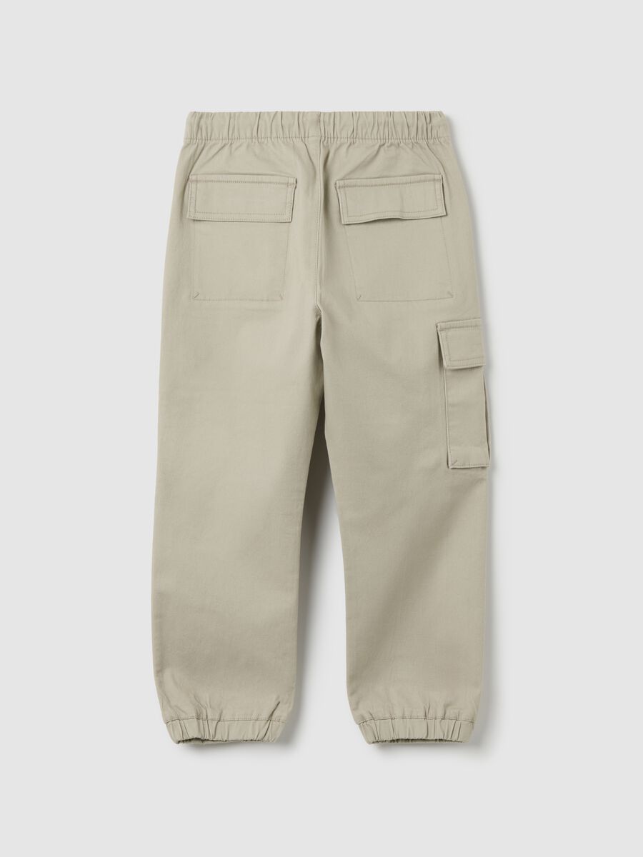 Children's stretch cotton beige cargo trousers_1