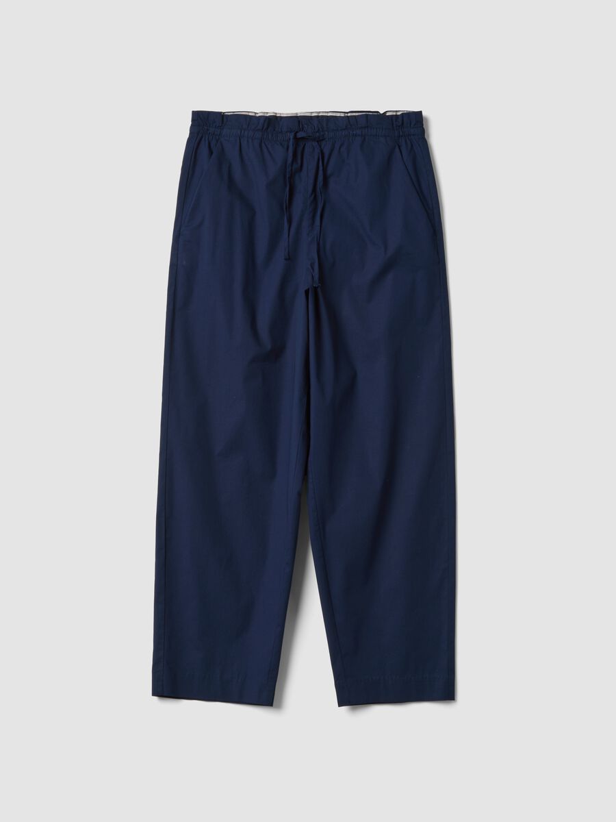 Blue stretch-cotton trousers with elasticated waist_4