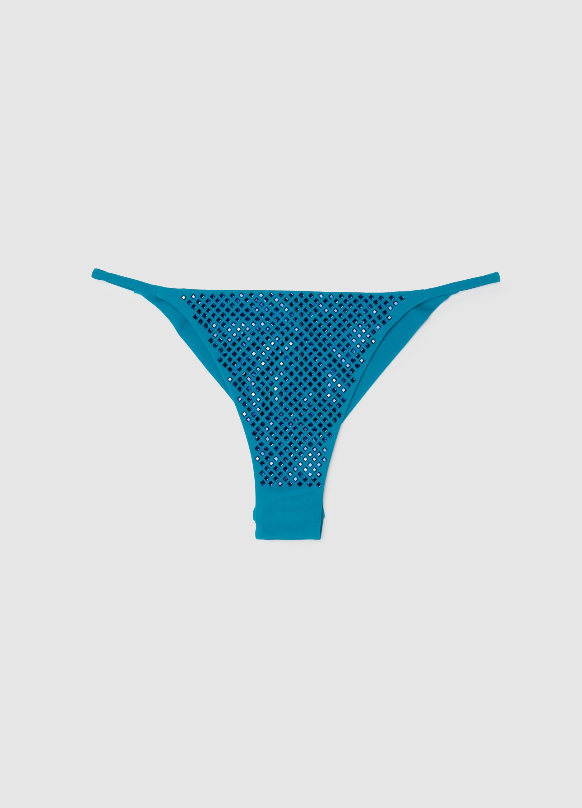 Brasiliano bikini da donna in tessuto elasticizzato azzurro