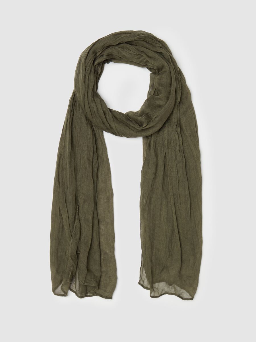 Solid colour crinkle-effect scarf_0