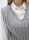 Grey regular fit cable knit vest_3