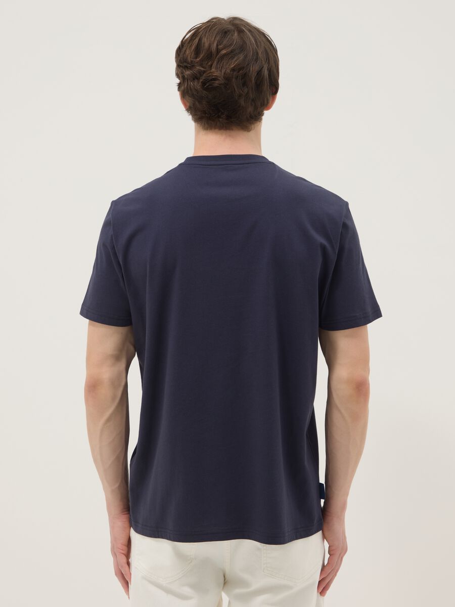 Blue short-sleeve pure cotton T-shirt, regular fit_3