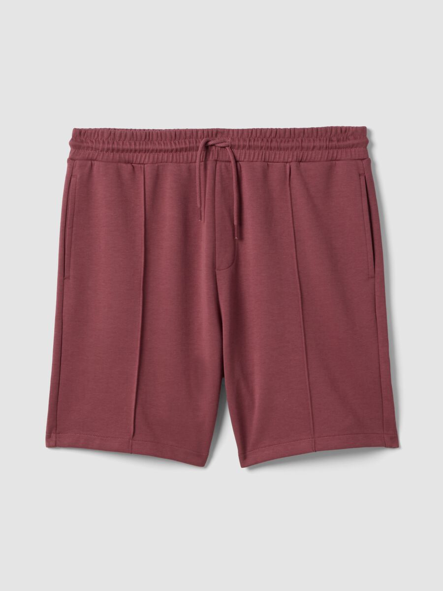Red cotton-blend regular-fit shorts with drawstring_4
