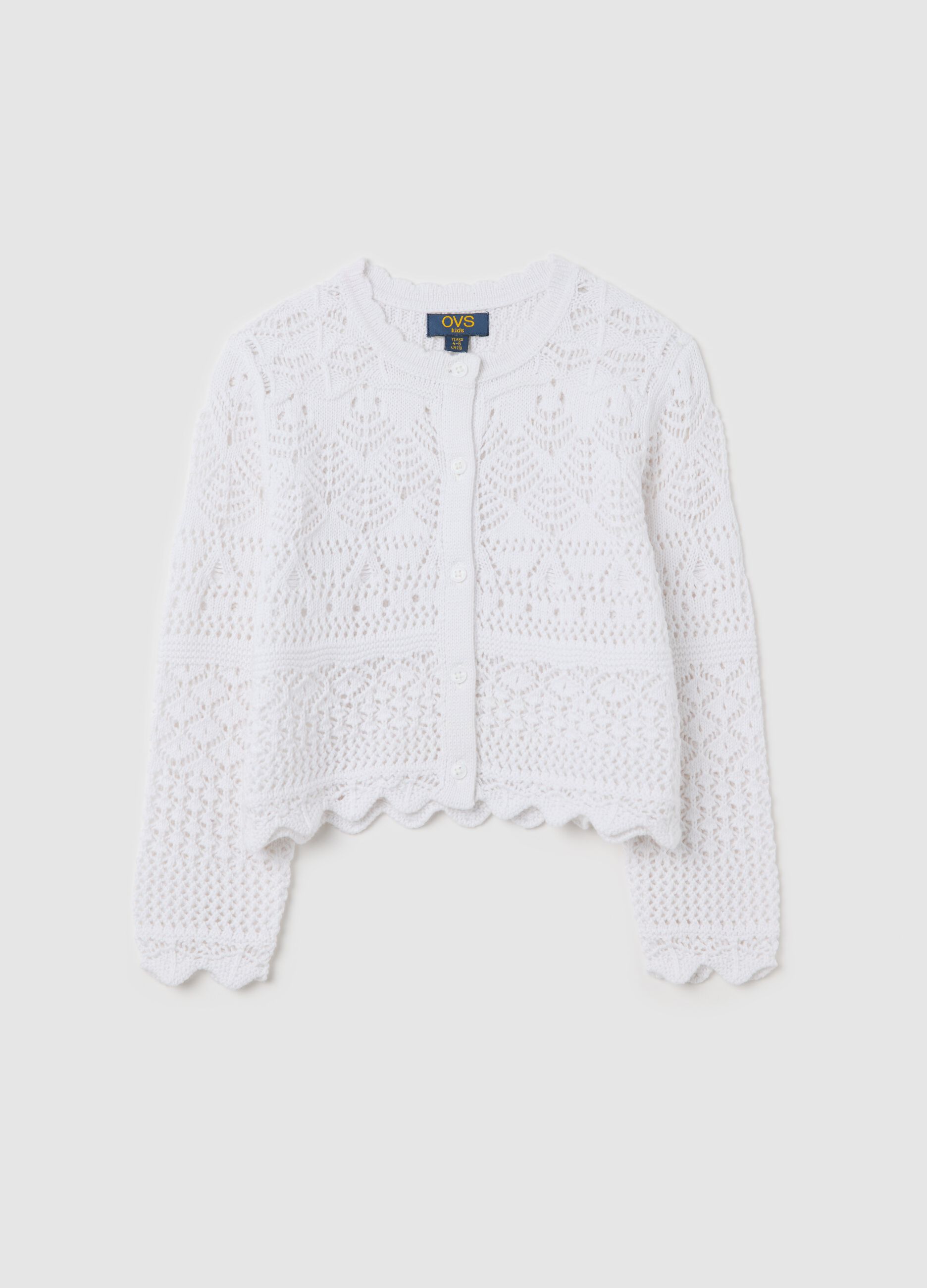 White cardigan with openwork design