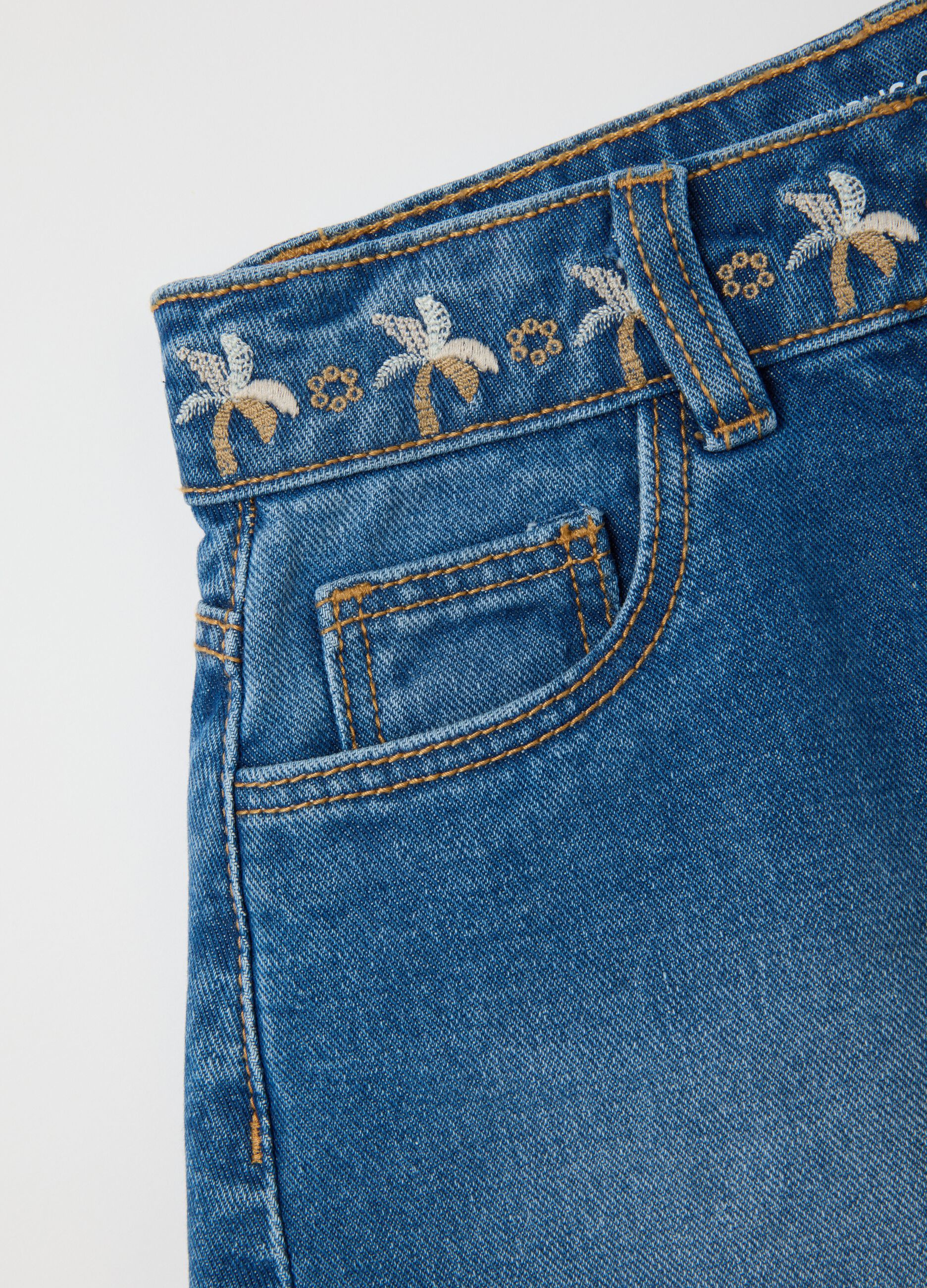 Shorts da bambina in puro cotone denim regular fit
