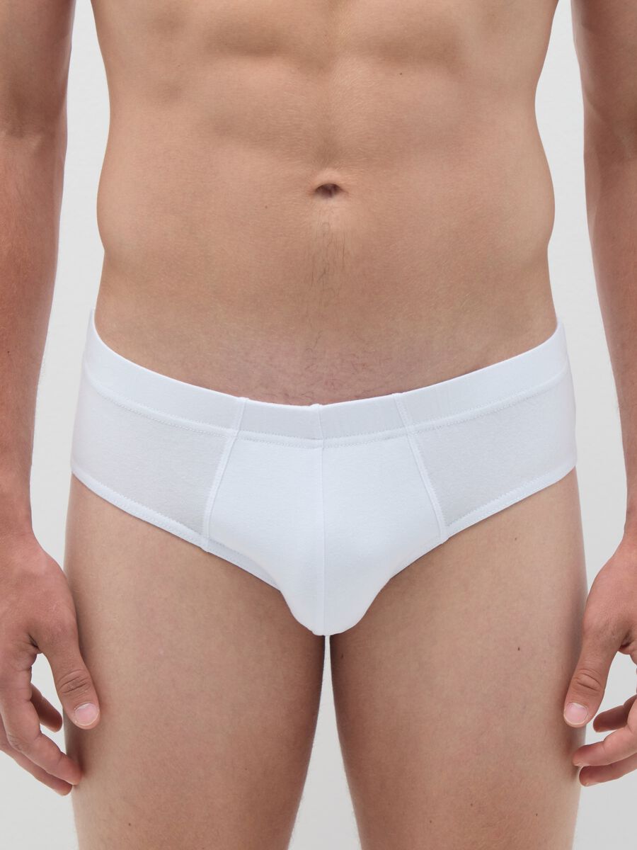 White Stretch Cotton Briefs Regular Fit_1