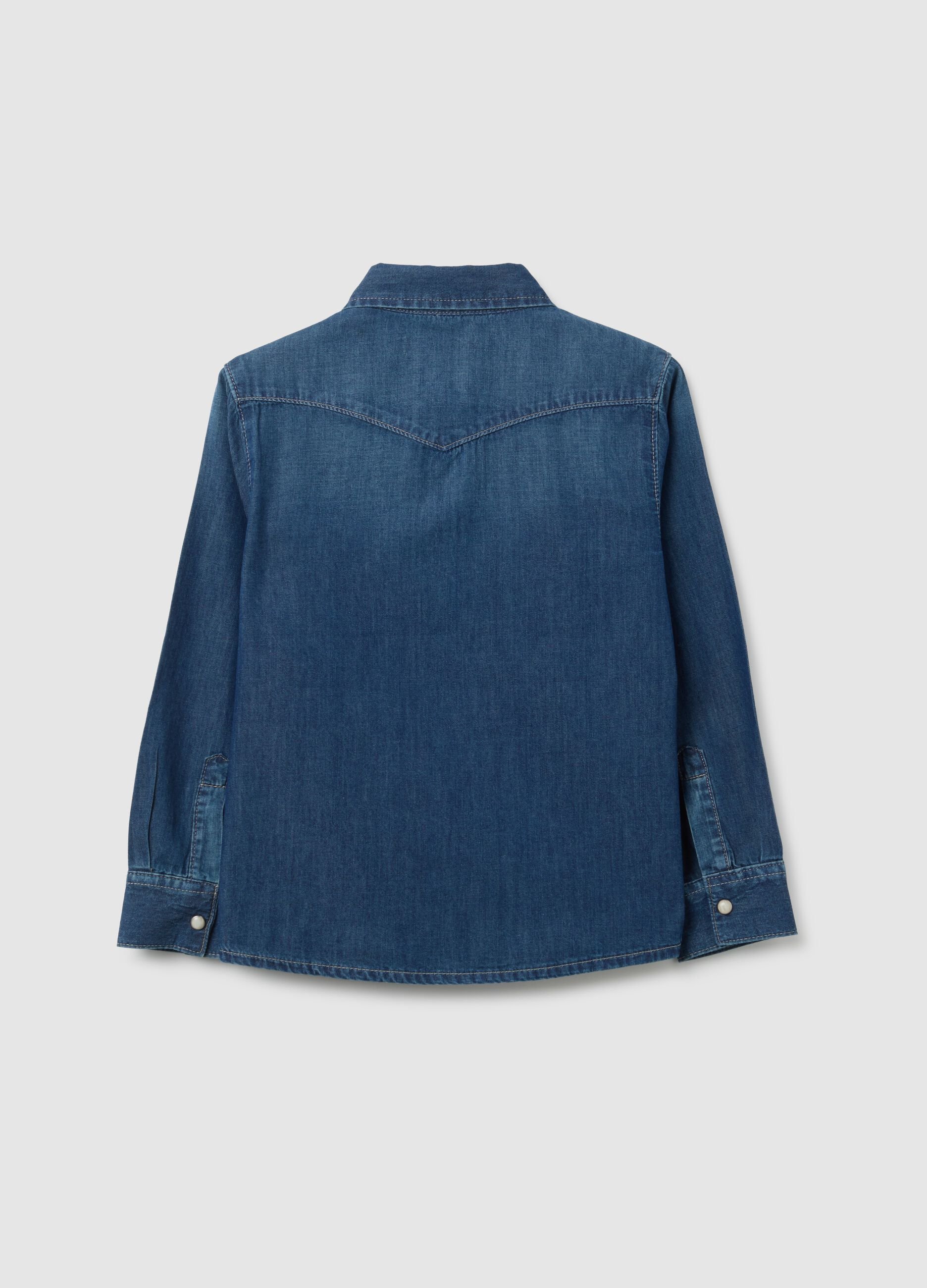 Camicia da bambino in puro cotone denim regular fit