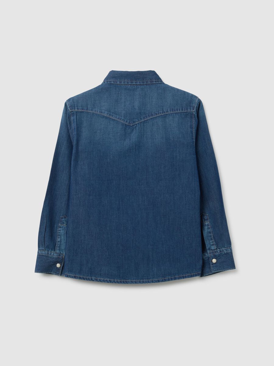 Camicia da bambino in puro cotone denim regular fit_1