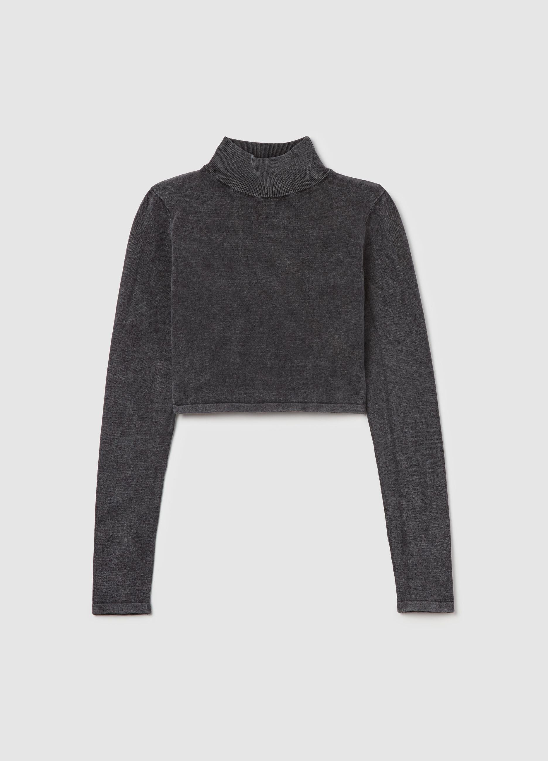 High Neck Knit Top Vintage Grey