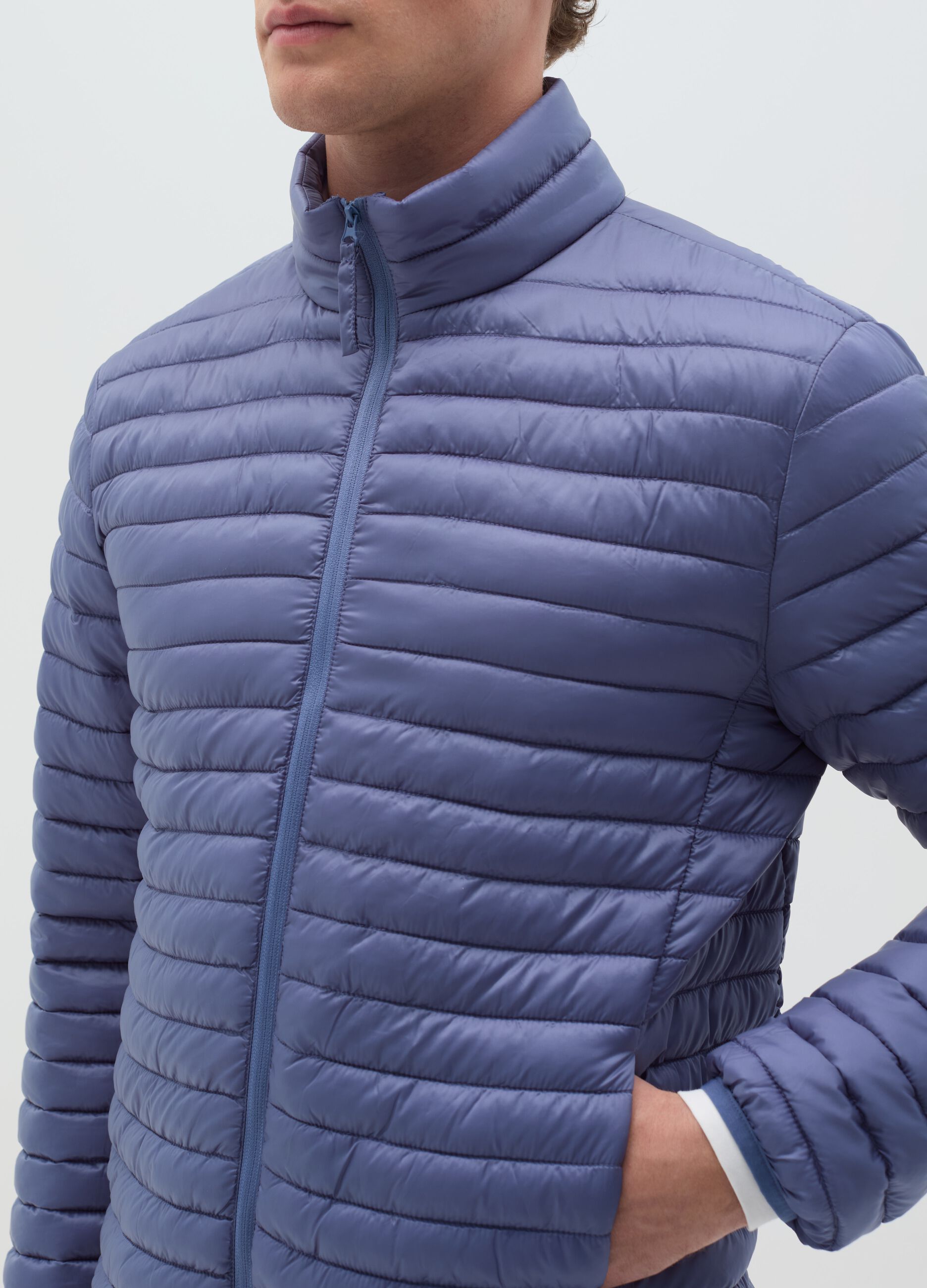 Full-zip ultralight quilted down jacket