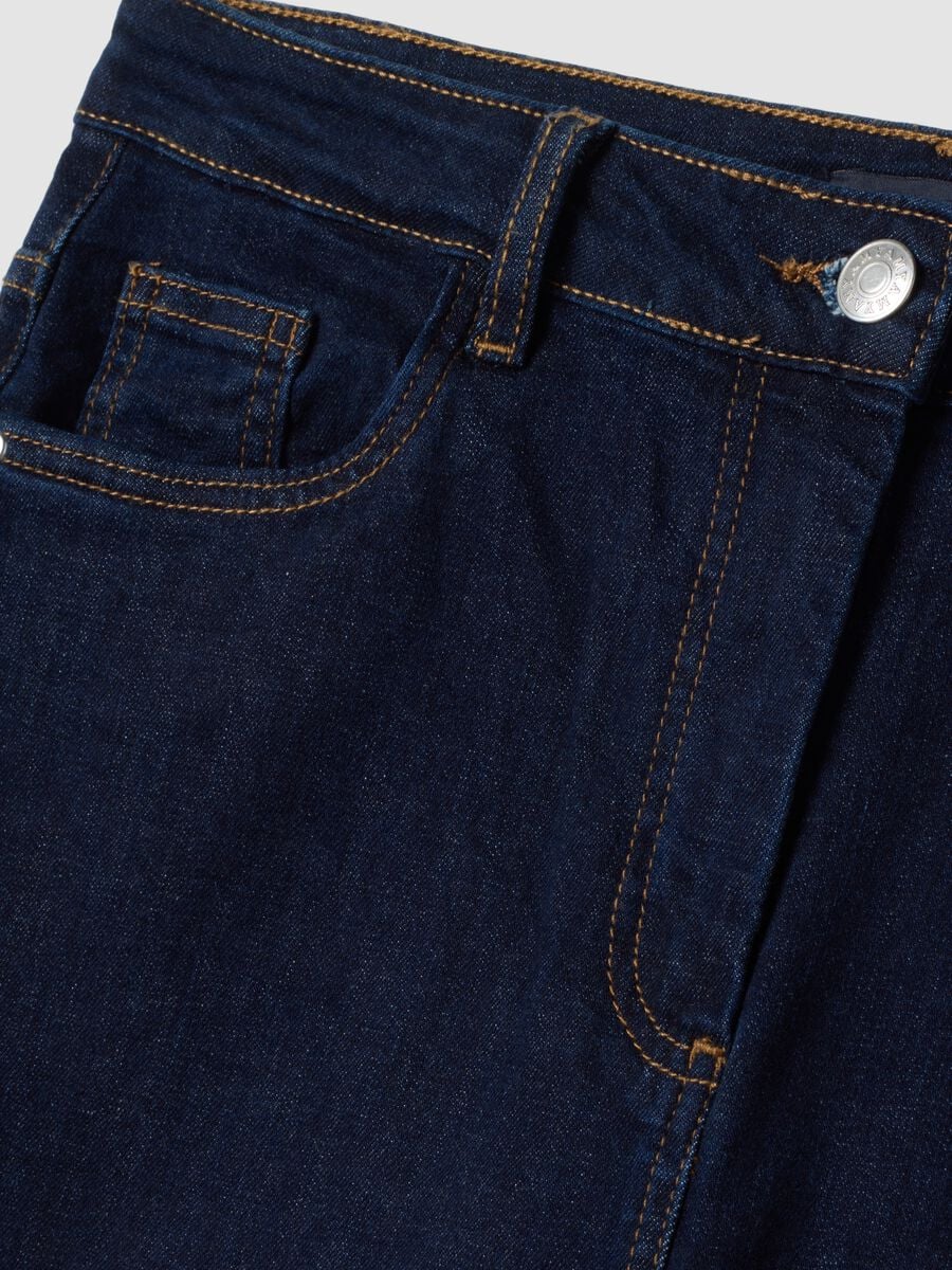 Jeans blu scuro bootcut in cotone elasticizzato_1