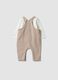 White and beige organic cotton baby set with dungarees_1
