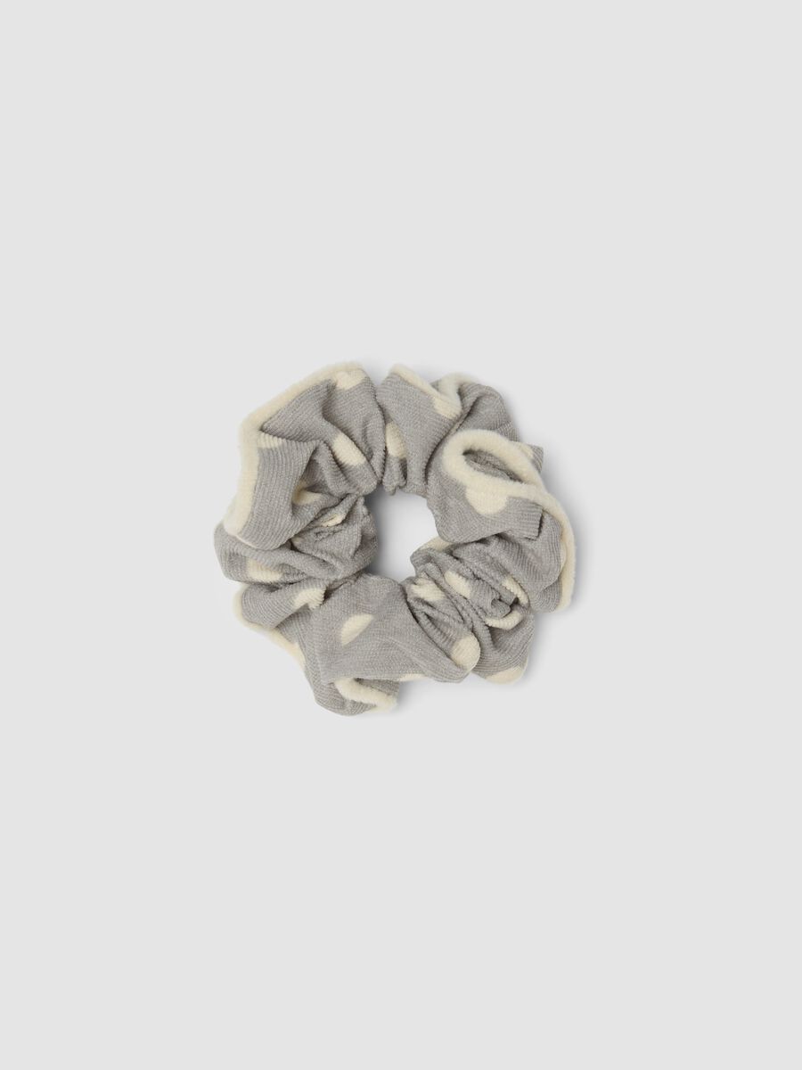 Scrunchie grigio con fantasia a pois_0