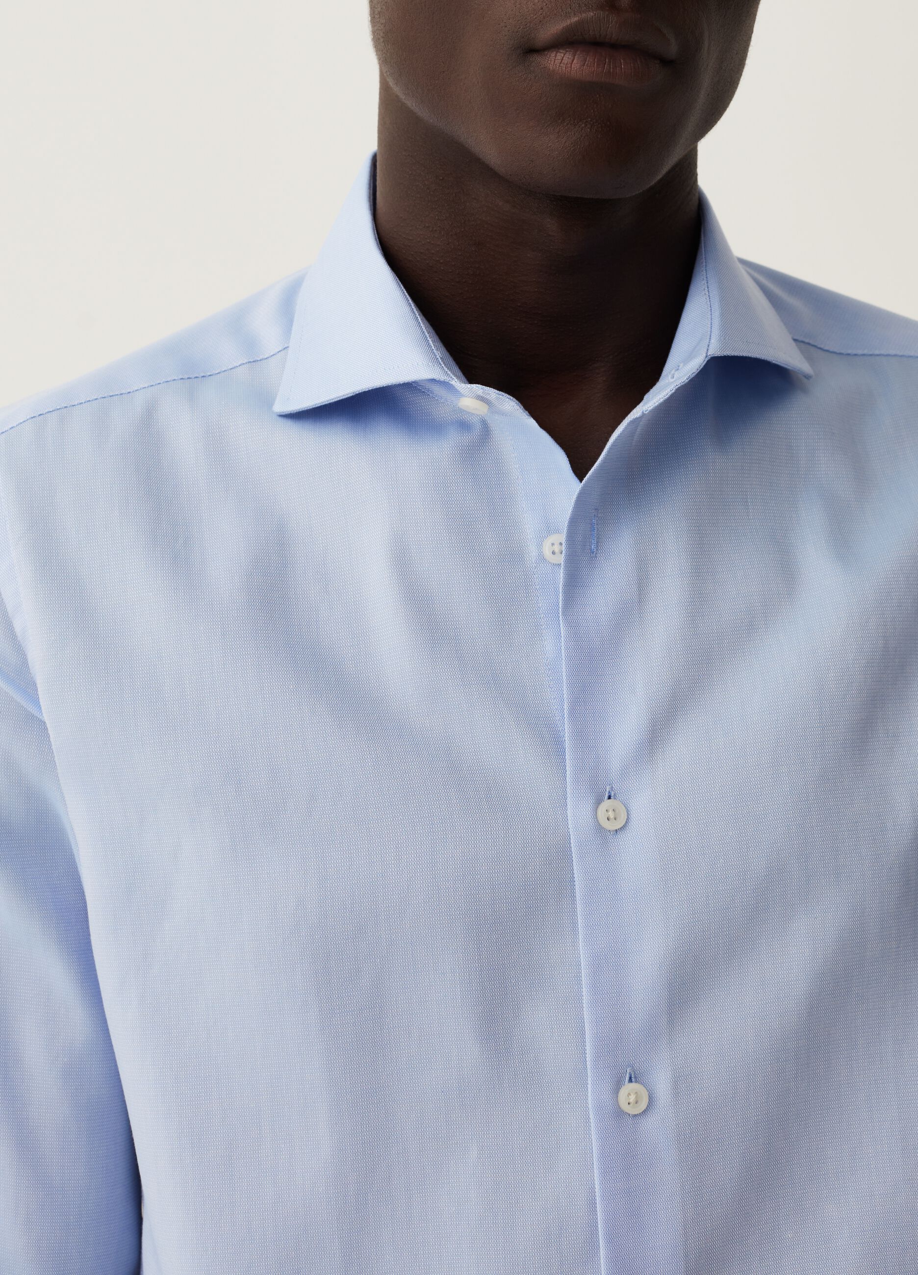 Camicia slim fit in cotone piquet_3