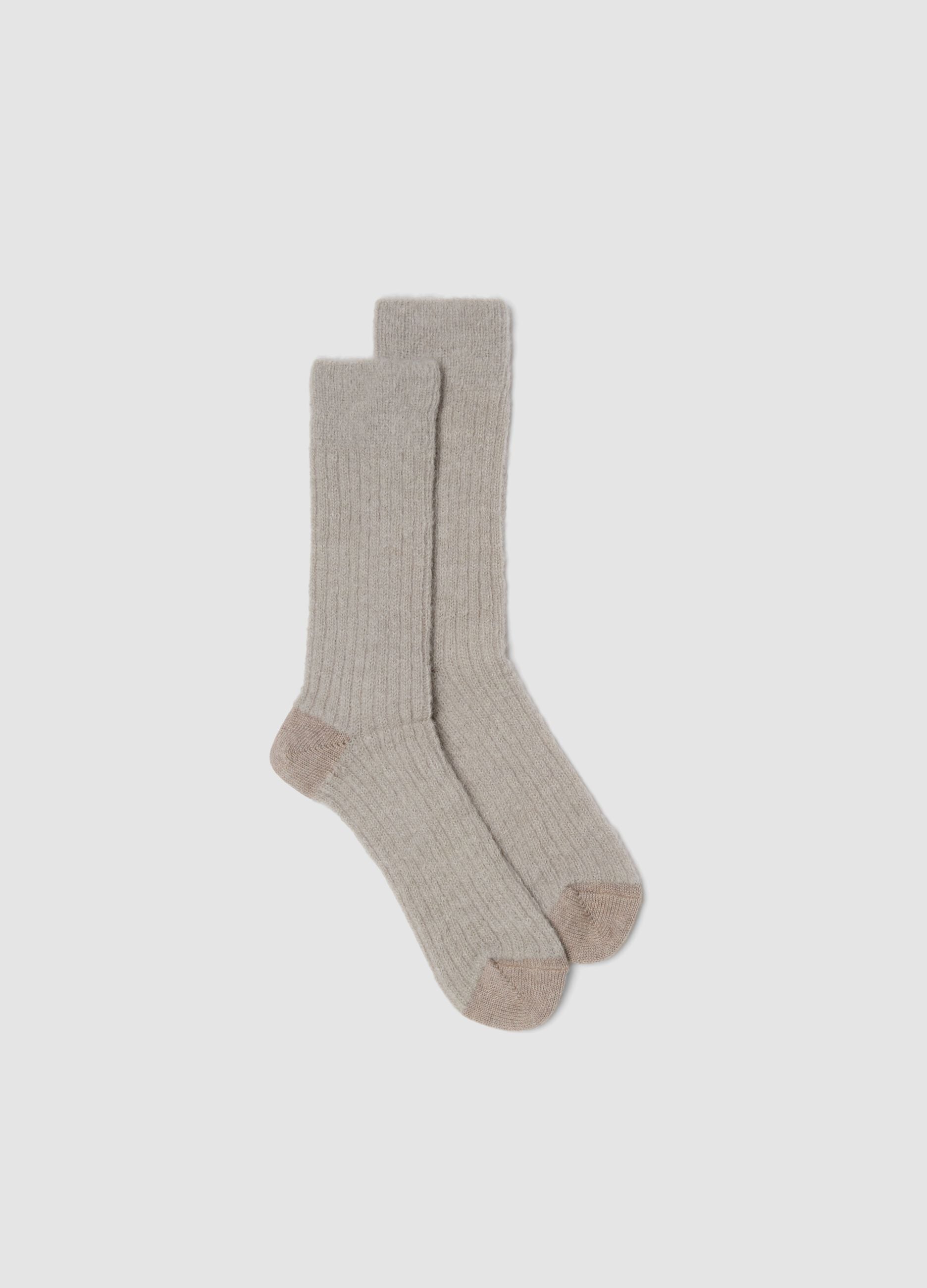 White stretchy mohair and alpaca socks