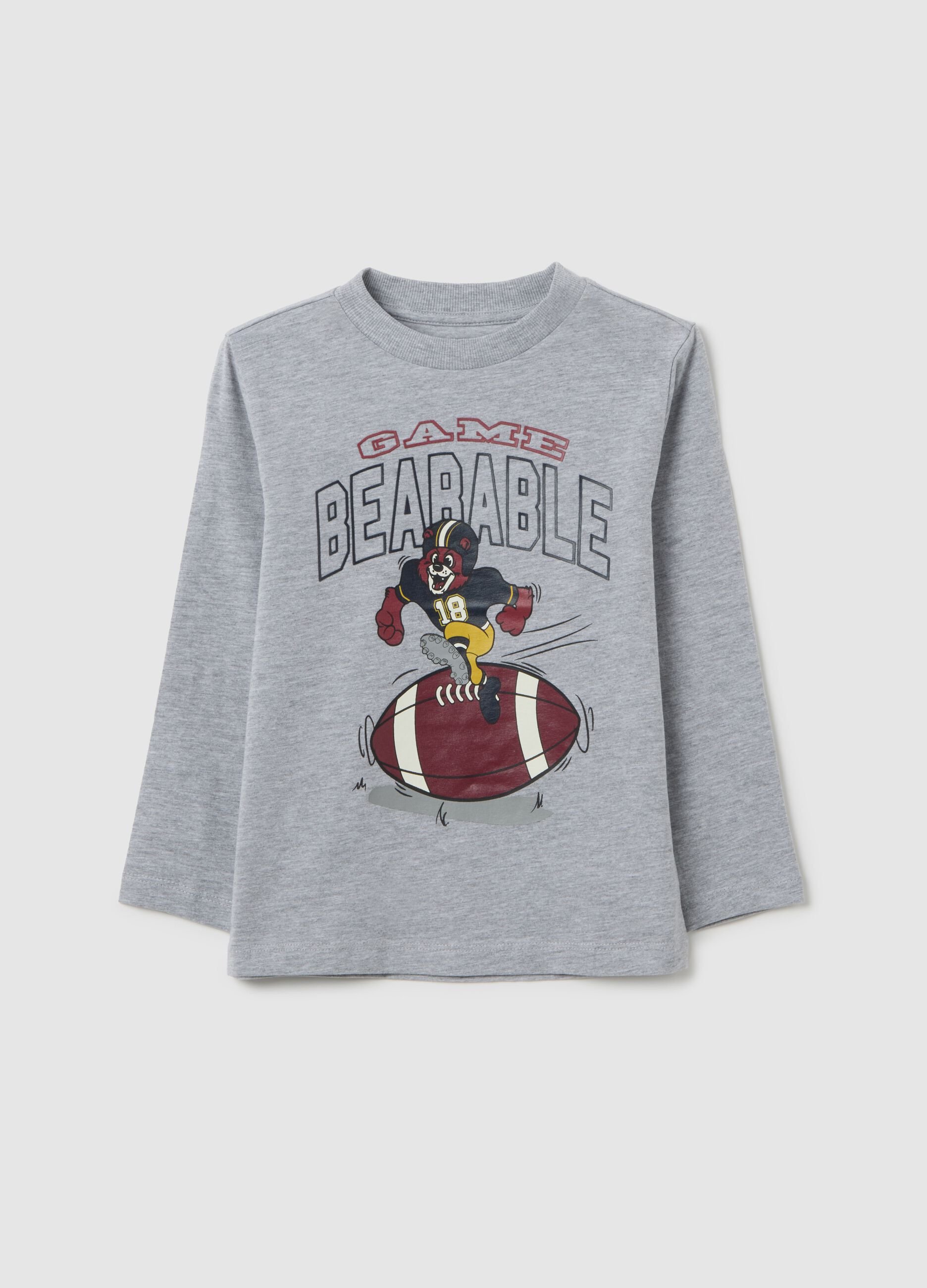 Maglia da bambino in misto cotone grigia regular fit