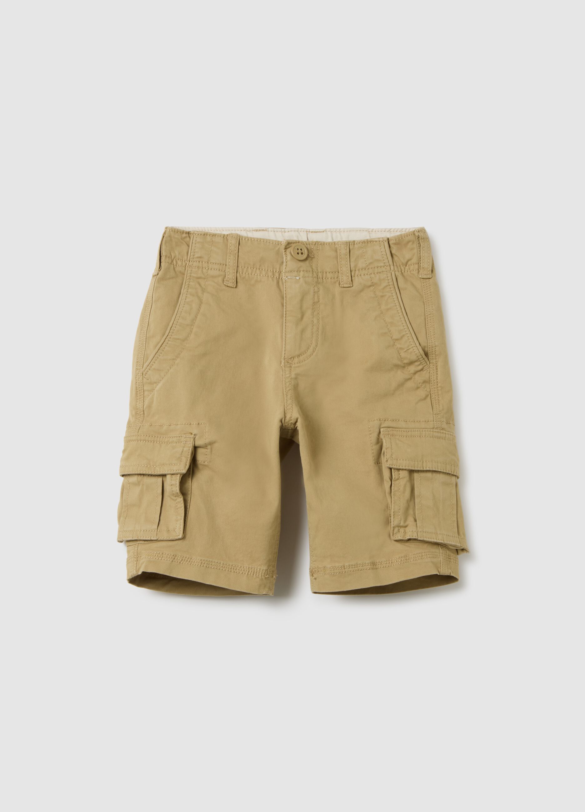 Stretch cotton cargo Bermuda shorts