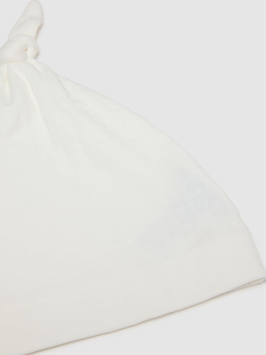 White cotton baby hat and booties set regular fit_1