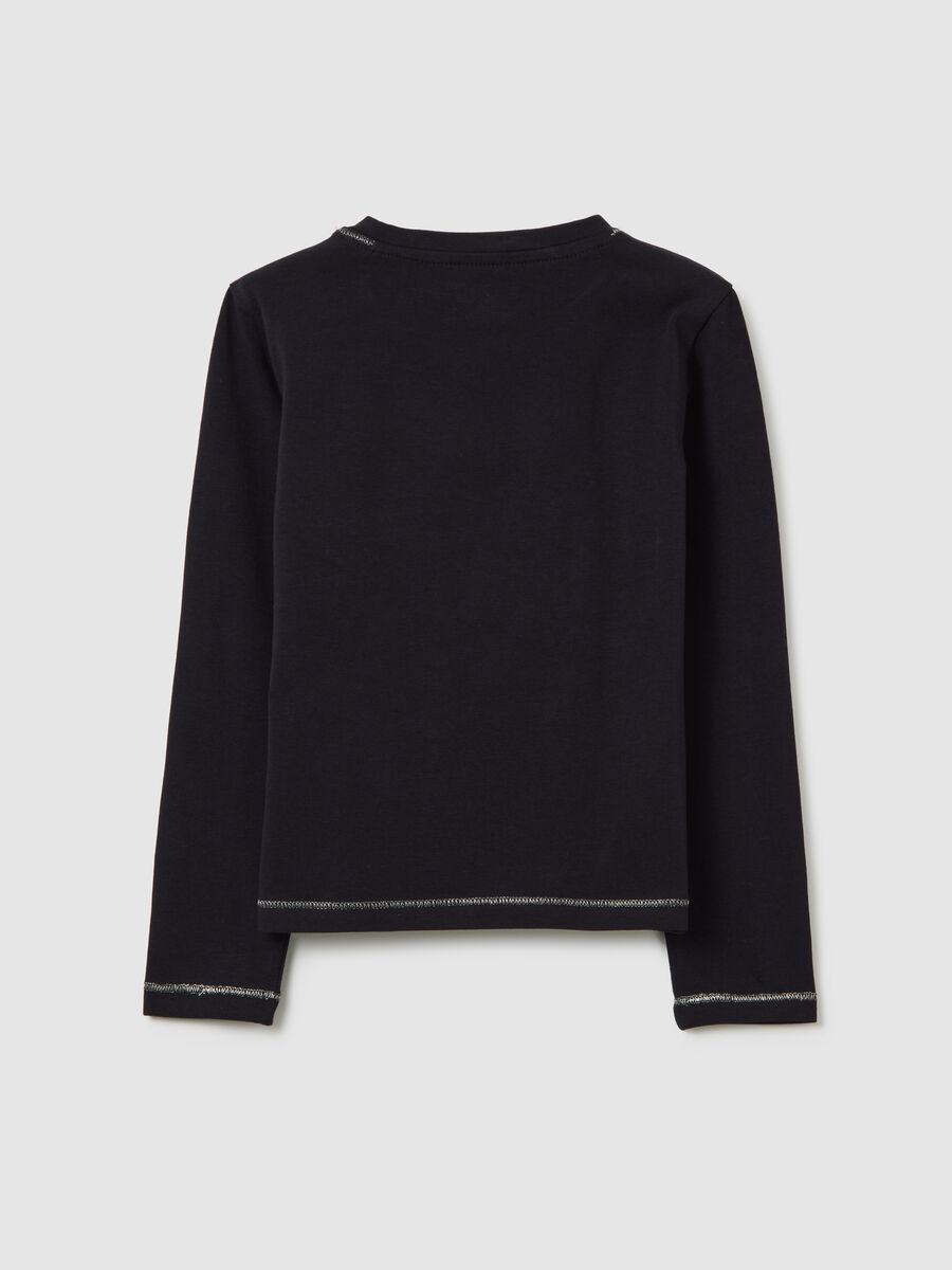 Girl's black stretch cotton t-shirt regular fit_1