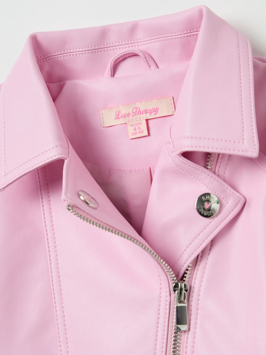 Glossy-effect biker jacket with zip_2