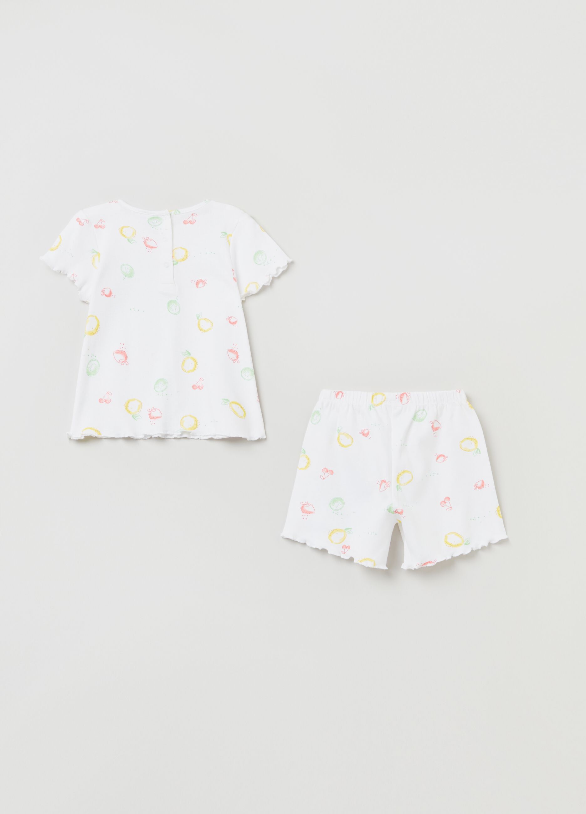 Short cotton pyjamas with fruit print