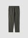 Green relaxed fit pajama trousers in cotton-linen blend_0