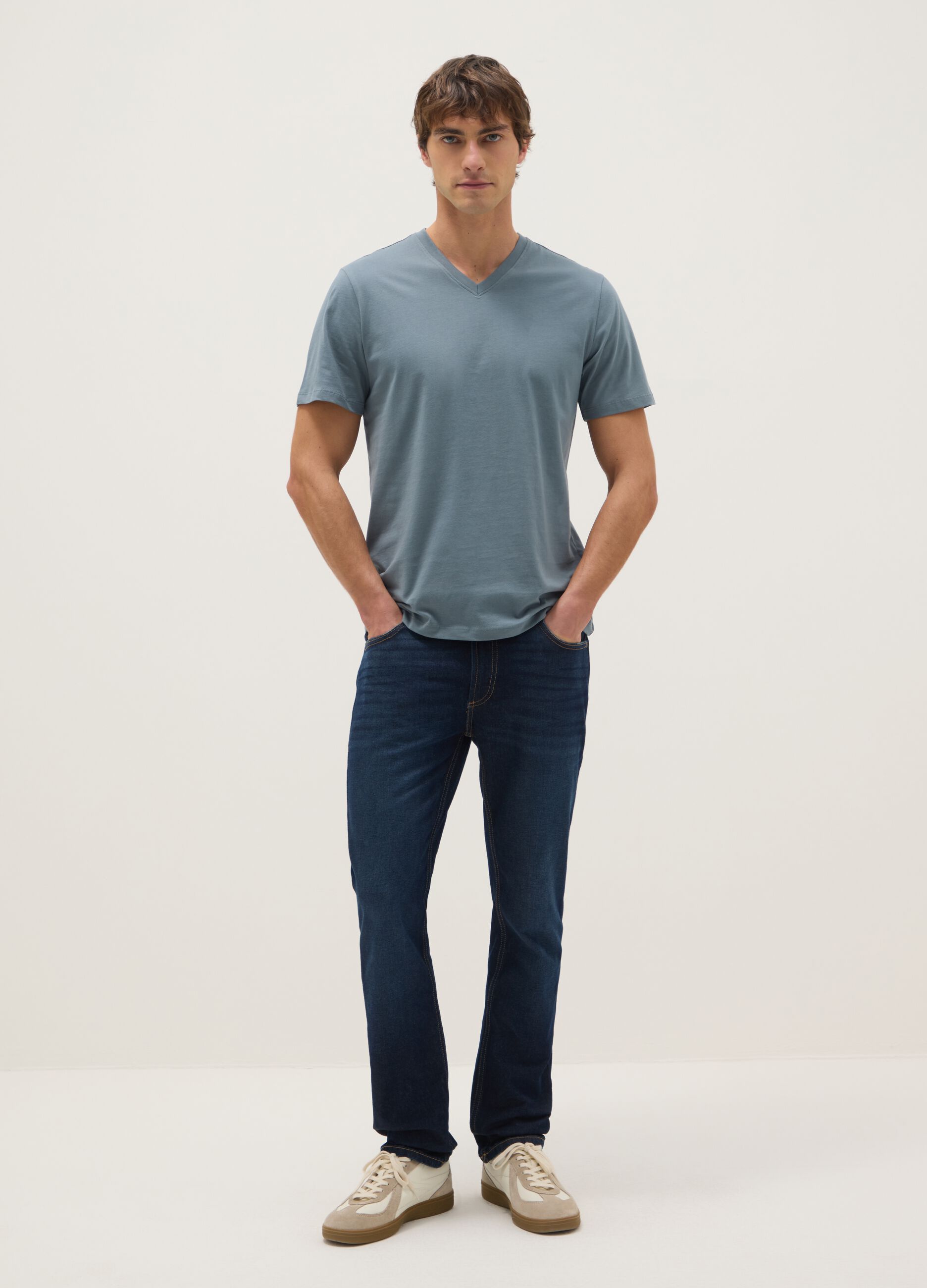 T-shirt in puro cotone grigia regular fit