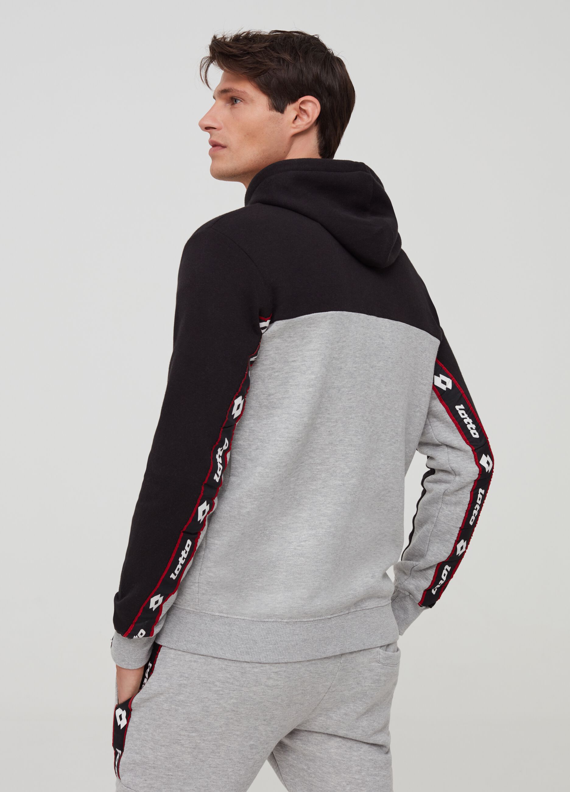 Sweatshirt with hood, zip and Lotto print