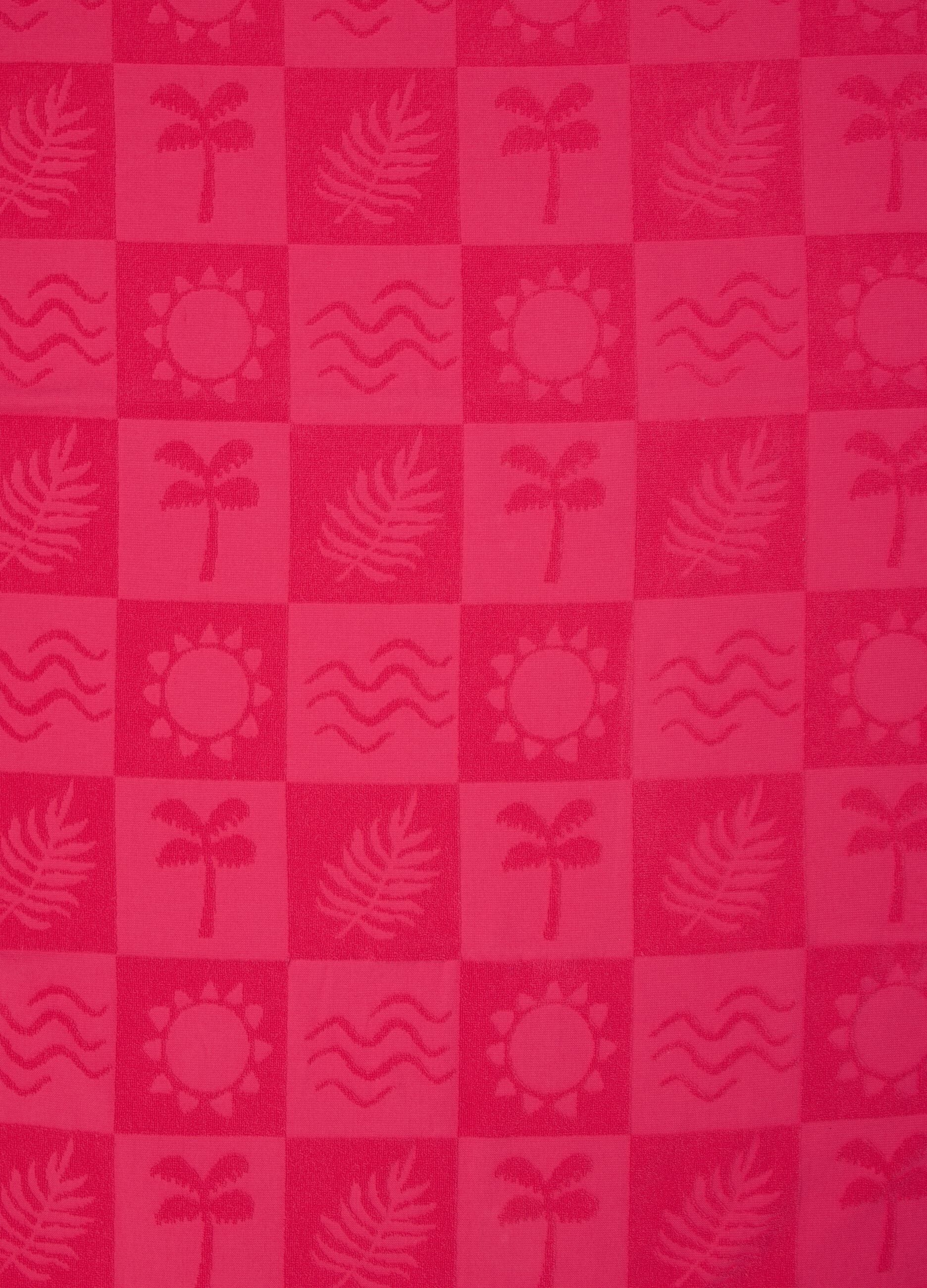 Telo mare rosa in puro cotone con motivo jacquard