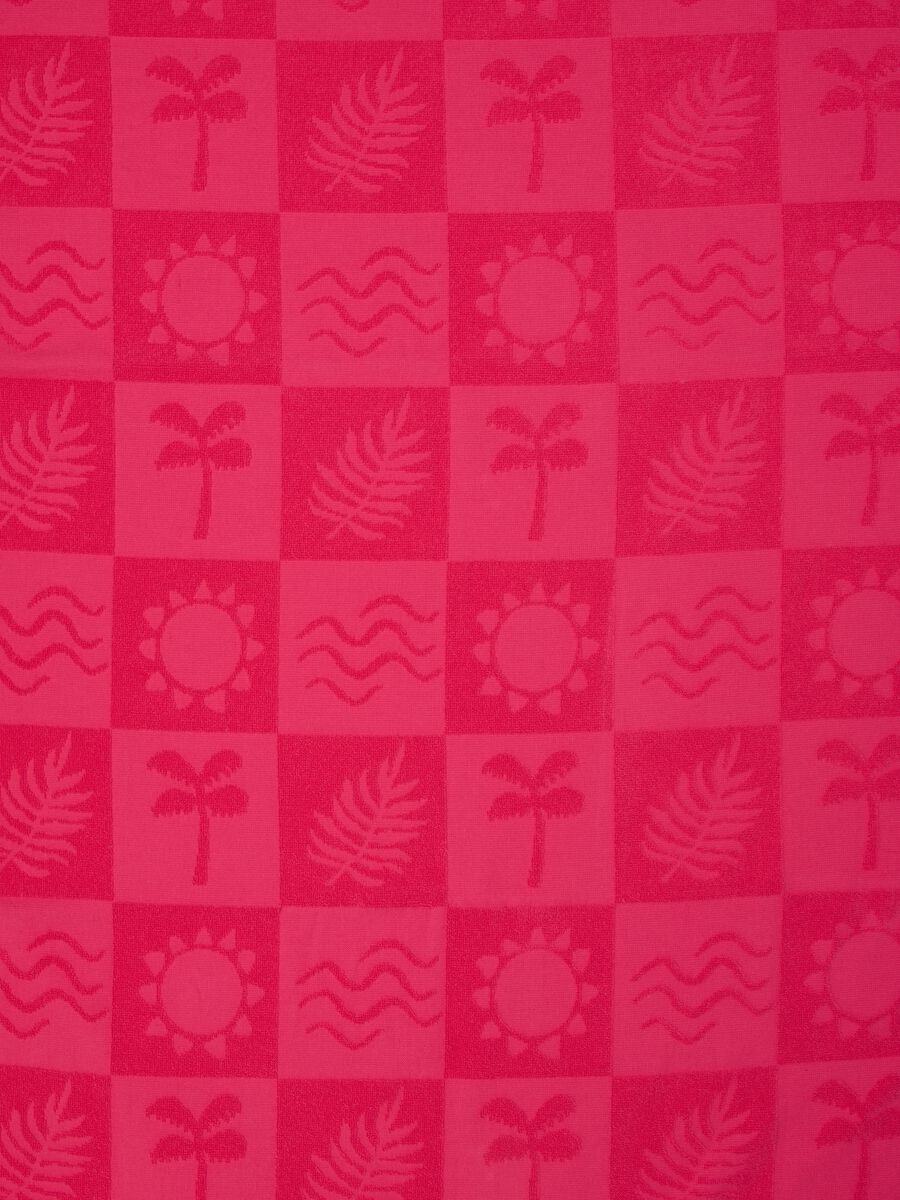 Telo mare rosa in puro cotone con motivo jacquard_2