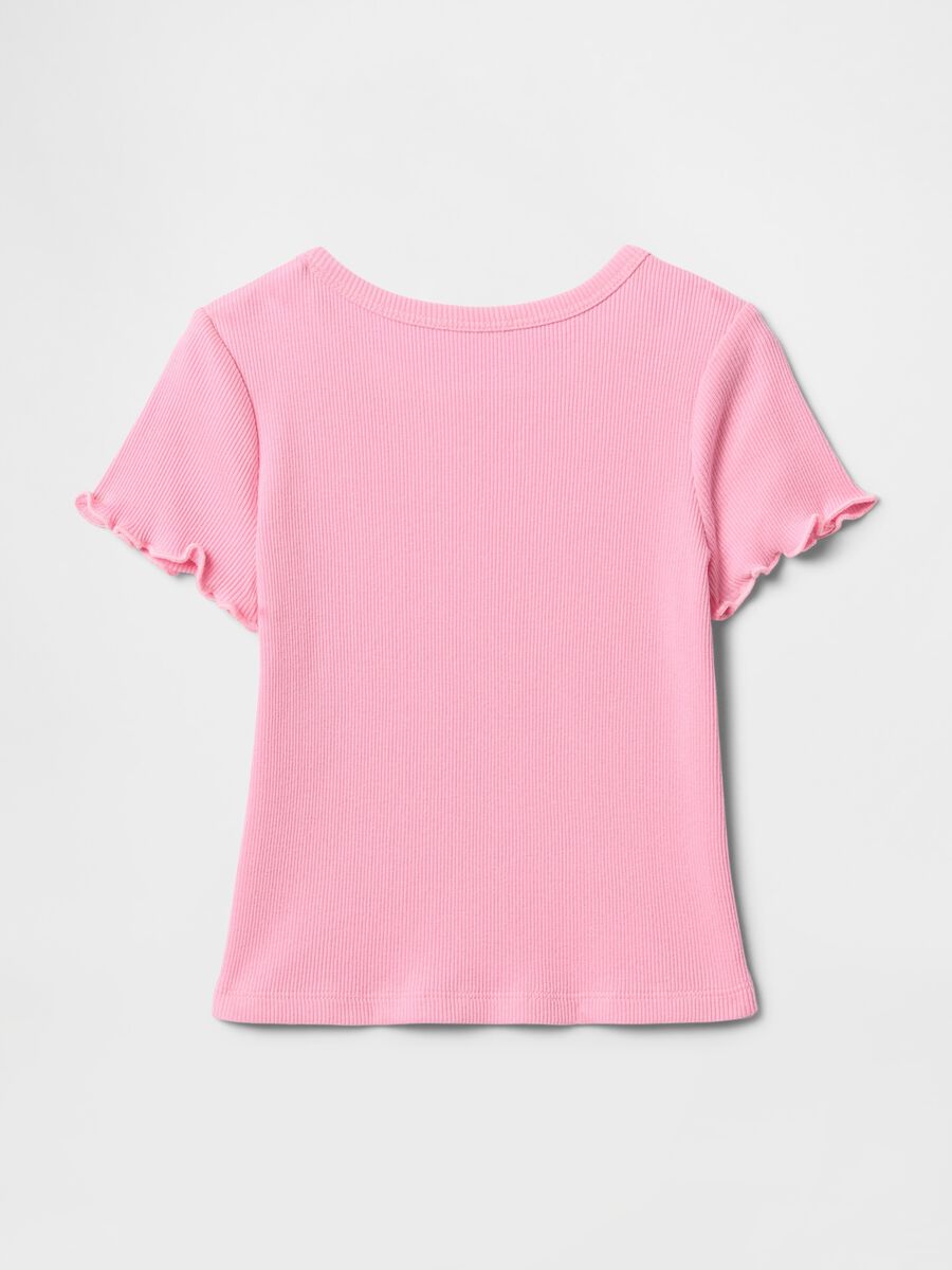 Pink T-shirt with ruffled short sleeves_1