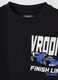 Felpa nera in puro cotone con girocollo e stampa racing over fit_2