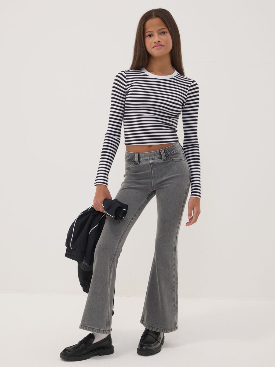 Jeggings grigi flare fit in cotone elasticizzato per ragazza_0