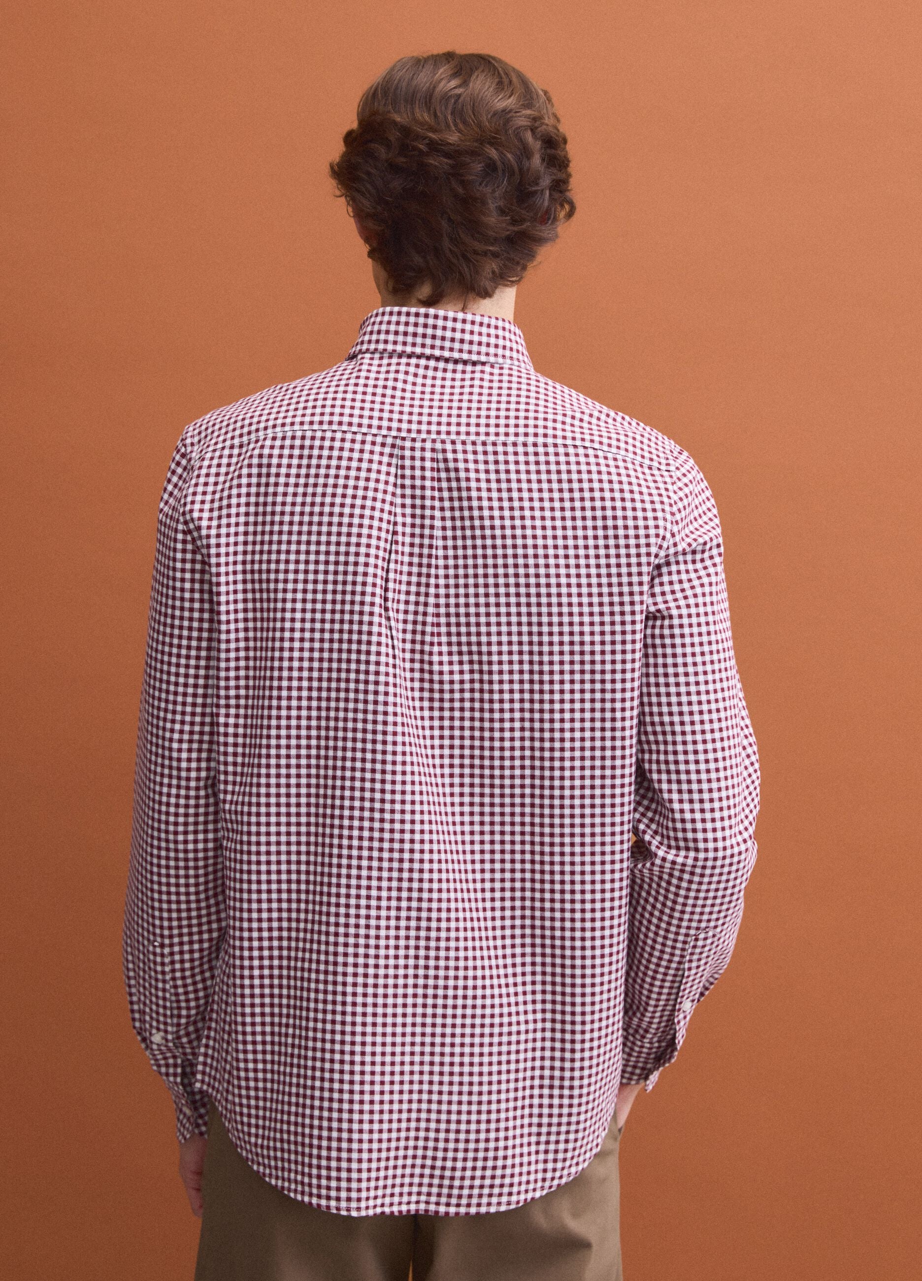 Men&rsquo;s multicolour pure cotton Oxford check shirt, regular fit