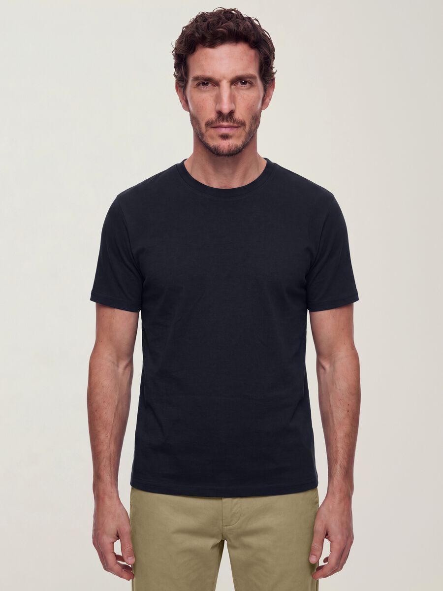The Iconic Tee blue pure cotton short-sleeve relaxed fit T-shirt_0