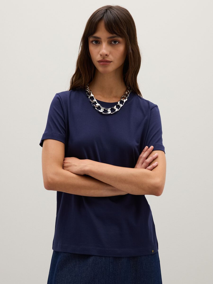T-shirt in puro cotone blu regular fit_1
